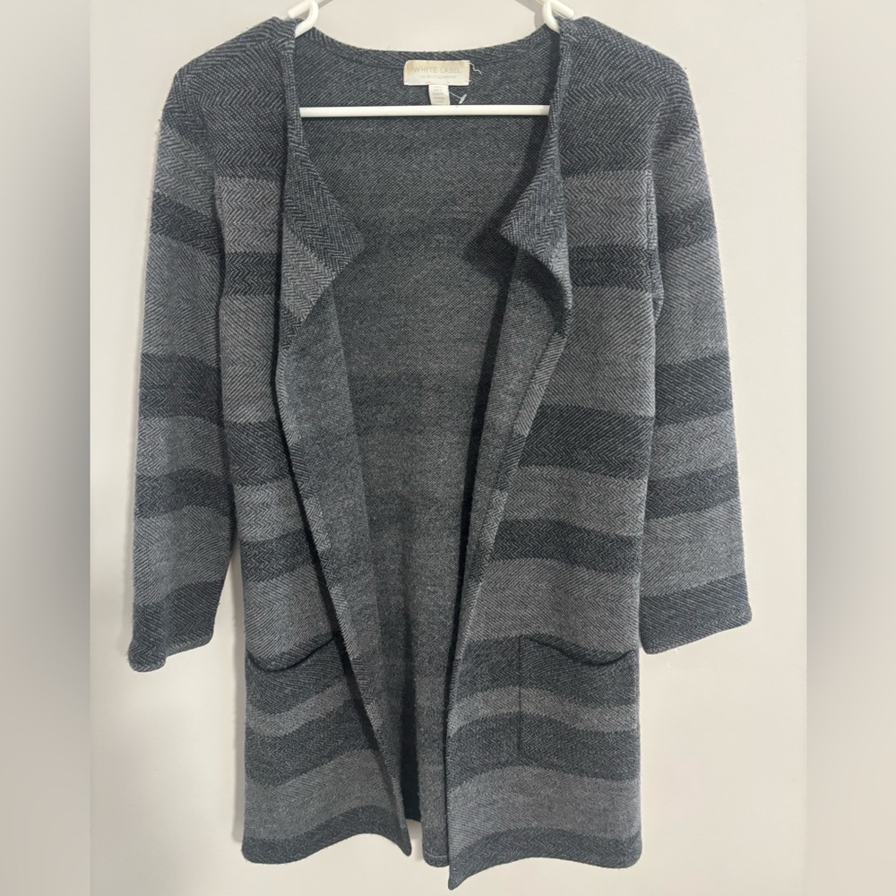 The White Company 100% Wool Size 4 Open-Front Striped Women’s Sweater - Picture 4 of 6